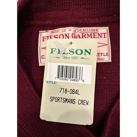C.C. FILSON Men's L Burgundy 100% Virgin Wool Crew Pullover Sweater-NEW w/Tag - Picture 6 of 10